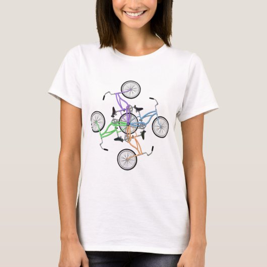 自転車!4色の違う自転車が連動 Tシャツ (正面)