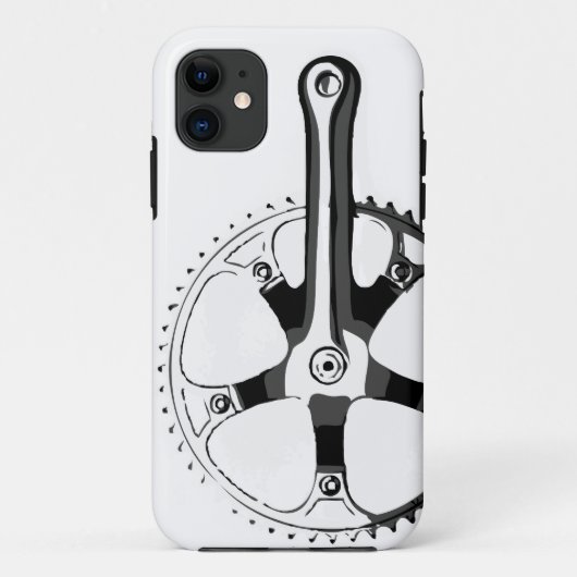 自転車Crankset -白の黒 Case-Mate iPhoneケース (裏面)