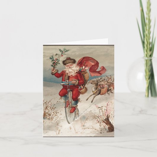 自転車Notecardsのサンタ シーズンカード (正面)