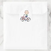 自転車Tシャツとギフトを着た少年 ラウンドシール (バッグ)
