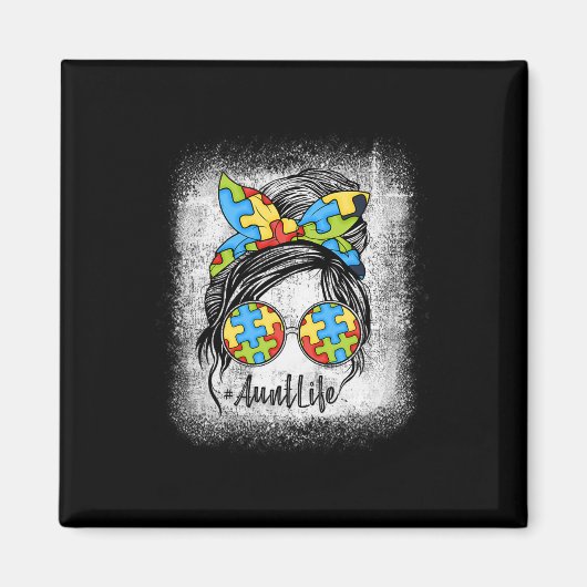 自閉叔母の生活の自閉症の認識メッシーバンブレッシュ マグネット (正面)