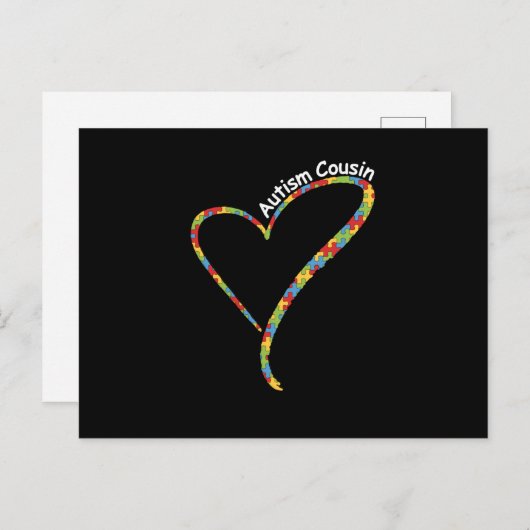 自閉症いとこの自閉症意識Tシャツパズル 案内ポストカード (正面/裏面)