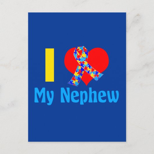 自閉症おばさん私は私の甥のブルーハート ポストカード (正面)