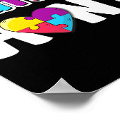 自閉症おばさん認識度パズルピース色ギフト ポスター (角)