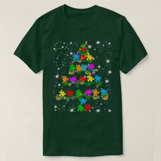 自閉症おもしろいクリスマスツリーオーナメントデコールギフト Tシャツ (デザイン正面)