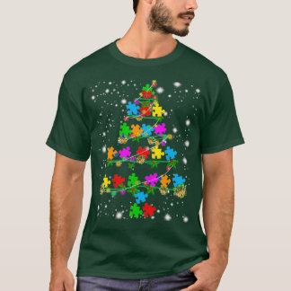 自閉症おもしろいクリスマスツリーオーナメントデコールギフト Tシャツ