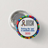 自閉症おもしろい意識 缶バッジ (正面&裏面)