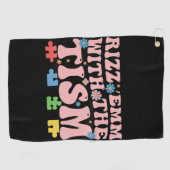 自閉症おもしろいEmと自閉症ミーム自閉症 ゴルフタオル (横)