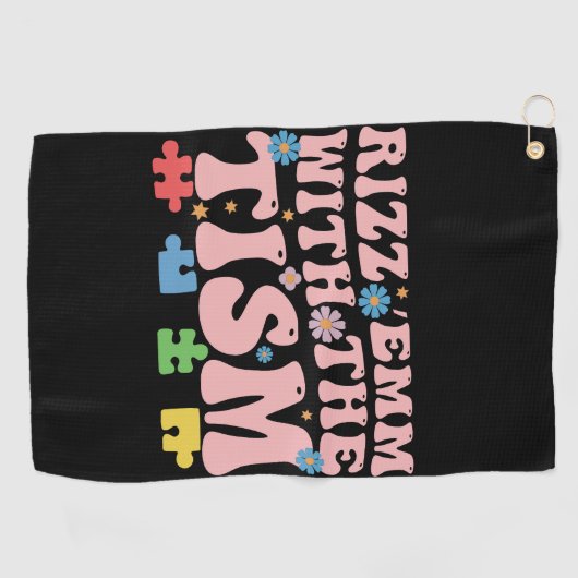 自閉症おもしろいEmと自閉症ミーム自閉症 ゴルフタオル (横)