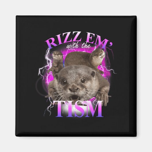 自閉症おもしろいEmと自閉症ミームO マグネット (正面)