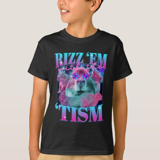 自閉症おもしろいRizz EmとティスカピバイラミームA Tシャツ (正面)