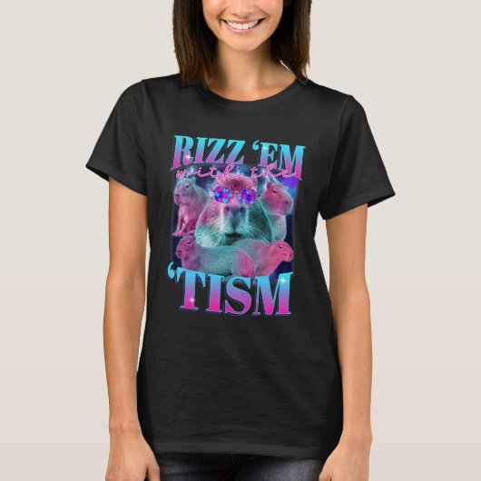 自閉症おもしろいRizz EmとティスカピバイラミームA Tシャツ (正面)
