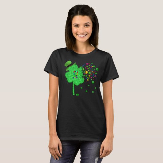 自閉症おもしろいSt patricks dayクローバーレプレシャンGIF Tシャツ (正面フル)
