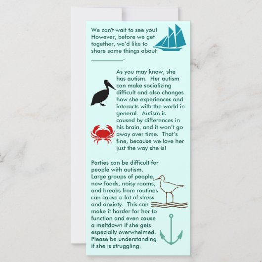 自閉症が一緒になる女の子フラットカード (正面)