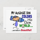 自閉症が彼の世界の息子を彩る ポストカード (正面/裏面)