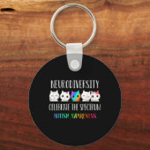 自閉症が神経多様性を祝受け入れる キーホルダー (正面)