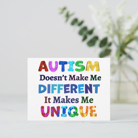 自閉症が私をユニーク作る ポストカード (スタンド正面)