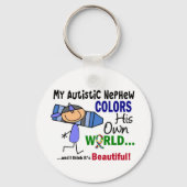 自閉症が自分の世界の甥に影響を与える キーホルダー (正面)