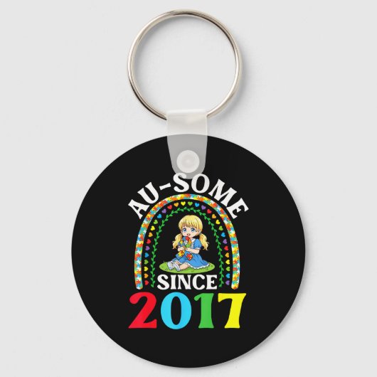 自閉症すばらしい Ausome 2017年から認知 9歳の誕生日 キーホルダー (正面)