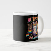 自閉症でゲイで面白い猫 ジャンボコーヒーマグカップ (正面右)