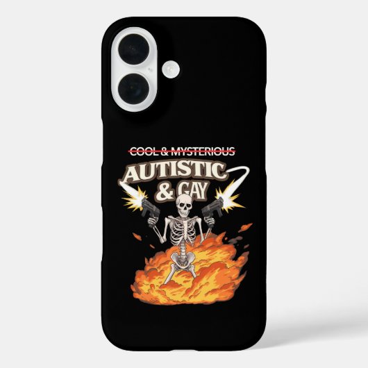 自閉症でゲイのスケルトン おもしろ自閉症啓発 Case-Mate iPhoneケース (裏面)