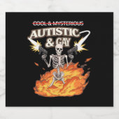 自閉症でゲイのスケルトン ユーモラスな自閉症意識向上 ビールラベル (シングルラベル)