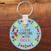 自閉症で人を愛する – 自閉症意識 キーホルダー (正面)