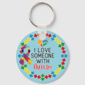 自閉症で人を愛する – 自閉症意識 キーホルダー (裏面)