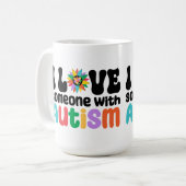 自閉症で愛する コーヒーマグカップ (正面左)