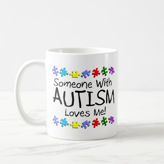 自閉症との誰かは私を愛します コーヒーマグカップ (左)