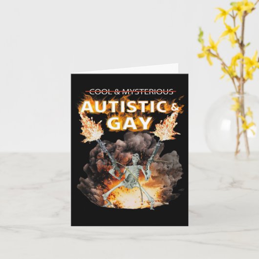 自閉症とゲイおもしろい骨格自閉症スケルトンMe カード (黄色い花)