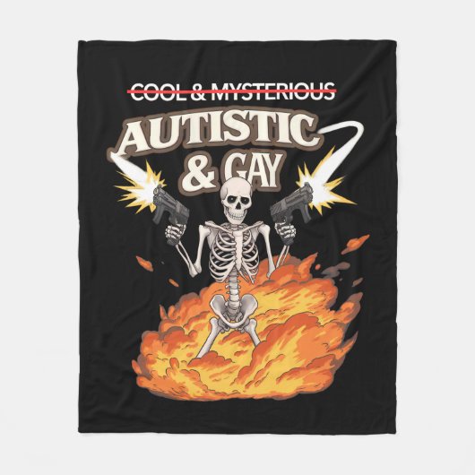 自閉症とゲイ骨格おもしろい自閉症の認識 フリースブランケット (正面)
