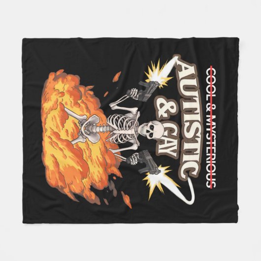 自閉症とゲイ骨格おもしろい自閉症の認識 フリースブランケット (正面(横))