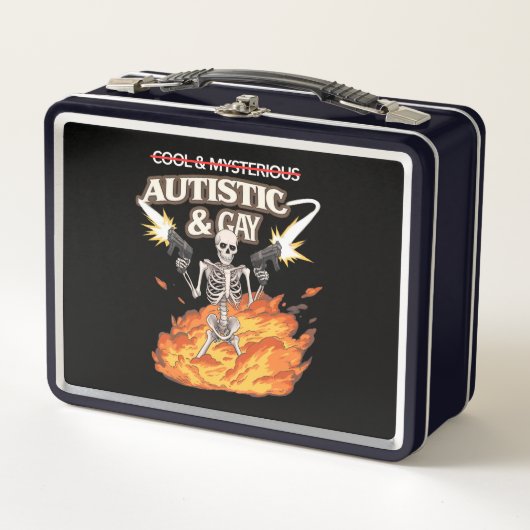自閉症とゲイ骨格おもしろい自閉症の認識 メタルランチボックス (正面)