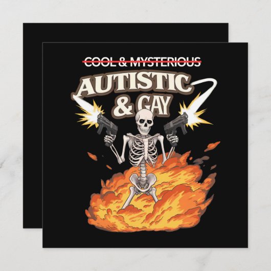 自閉症とゲイ骨格おもしろい自閉症の認識 招待状 (正面/裏面)