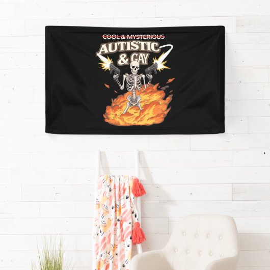 自閉症とゲイ骨格おもしろい自閉症の認識 横断幕 (インサイチュ)
