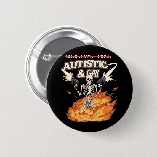 自閉症とゲイ骨格おもしろい自閉症の認識 缶バッジ (正面&裏面)
