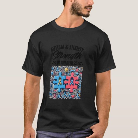 自閉症と不安自閉症の認知月人W Tシャツ (正面)