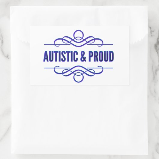 自閉症と紫誇りを持ったの渦巻き 長方形シール (バッグ)