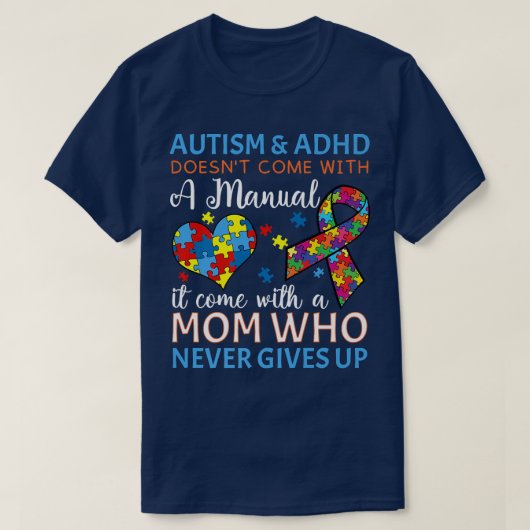 自閉症とAdhdは手来動でItと一緒に来いない Tシャツ (デザイン正面)