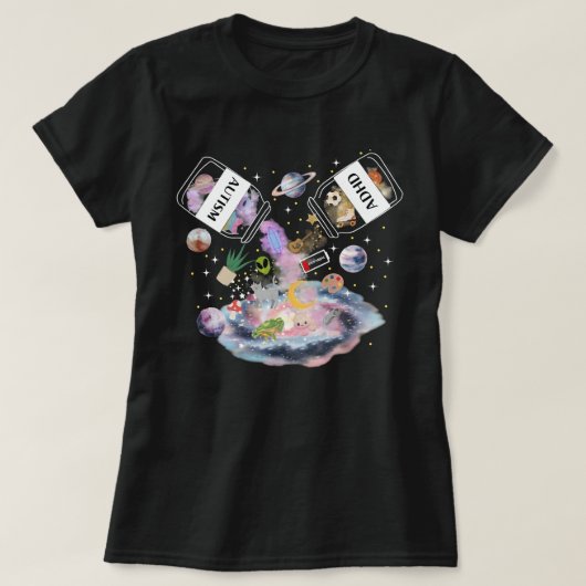 自閉症とADHD神経多様性 Tシャツ (デザイン正面)