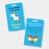 自閉症とADHD Lanyard神経発散性ID バッジ (Front & Back)