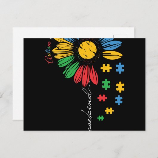 自閉症に対する優しい認識のひまわりを選ぶ 案内ポストカード (正面/裏面)