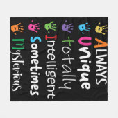 自閉症に対する意識の優しさは常ユニークに完全 フリースブランケット (正面(横))