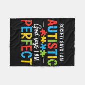 自閉症に対する意識啓発の月Cだと社会が言う フリースブランケット (正面(横))
