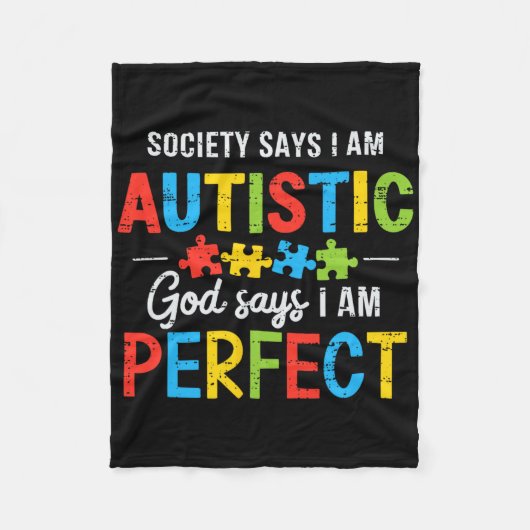 自閉症に対する意識啓発の月Cだと社会が言う フリースブランケット (正面)