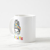 自閉症に対する意識母と生活のシャツの女性 コーヒーマグカップ (正面左)