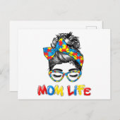 自閉症に対する意識母と生活のシャツの女性 ポストカード (正面/裏面)