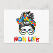 自閉症に対する意識母と生活のシャツの女性 ポストカード (正面)