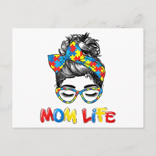 自閉症に対する意識母と生活のシャツの女性 ポストカード (正面)